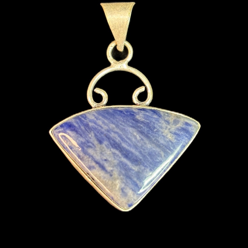 Artisan Sodalite Stone Pendant in .925 Silver Overlay